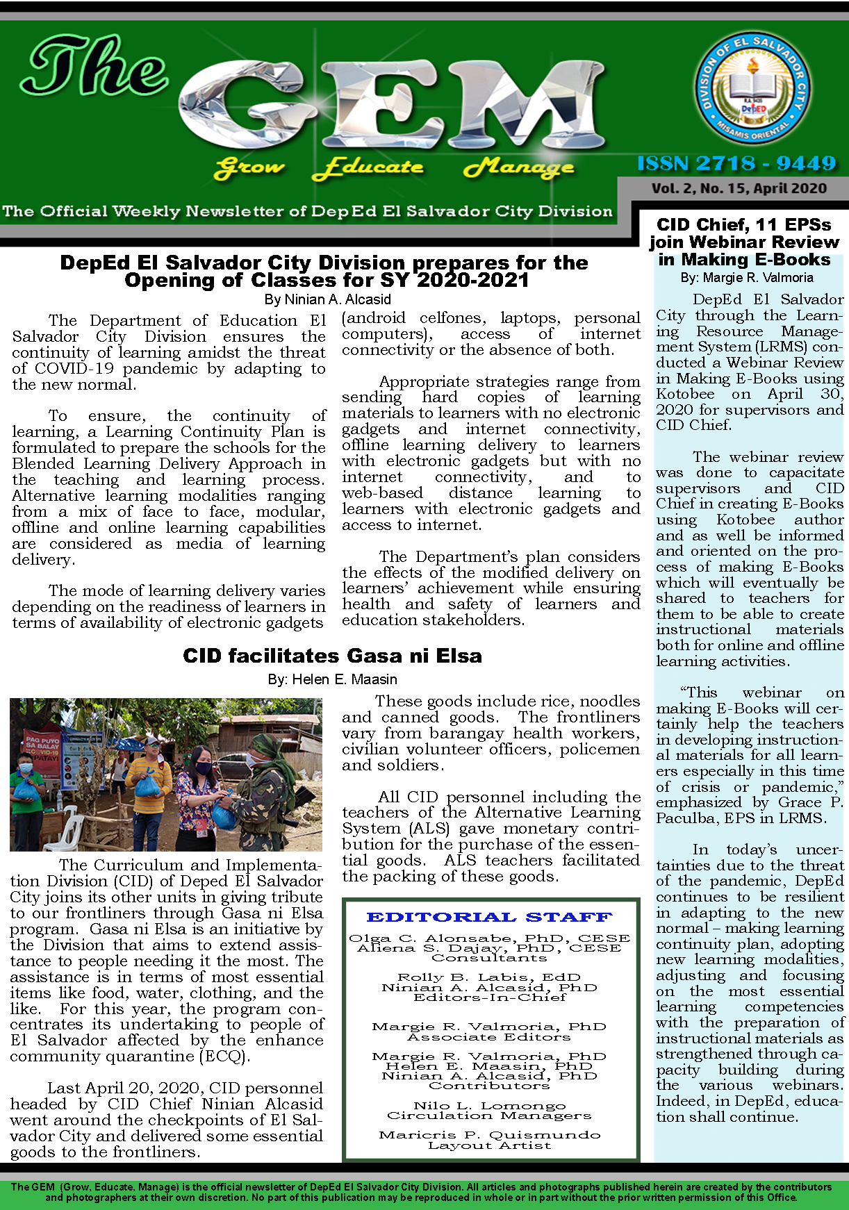 The GEM Newsletter Volume 1